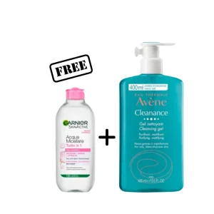 Avene Cleanance Cleansing Gel 400ml+Garnier Micellar Water 400ml
